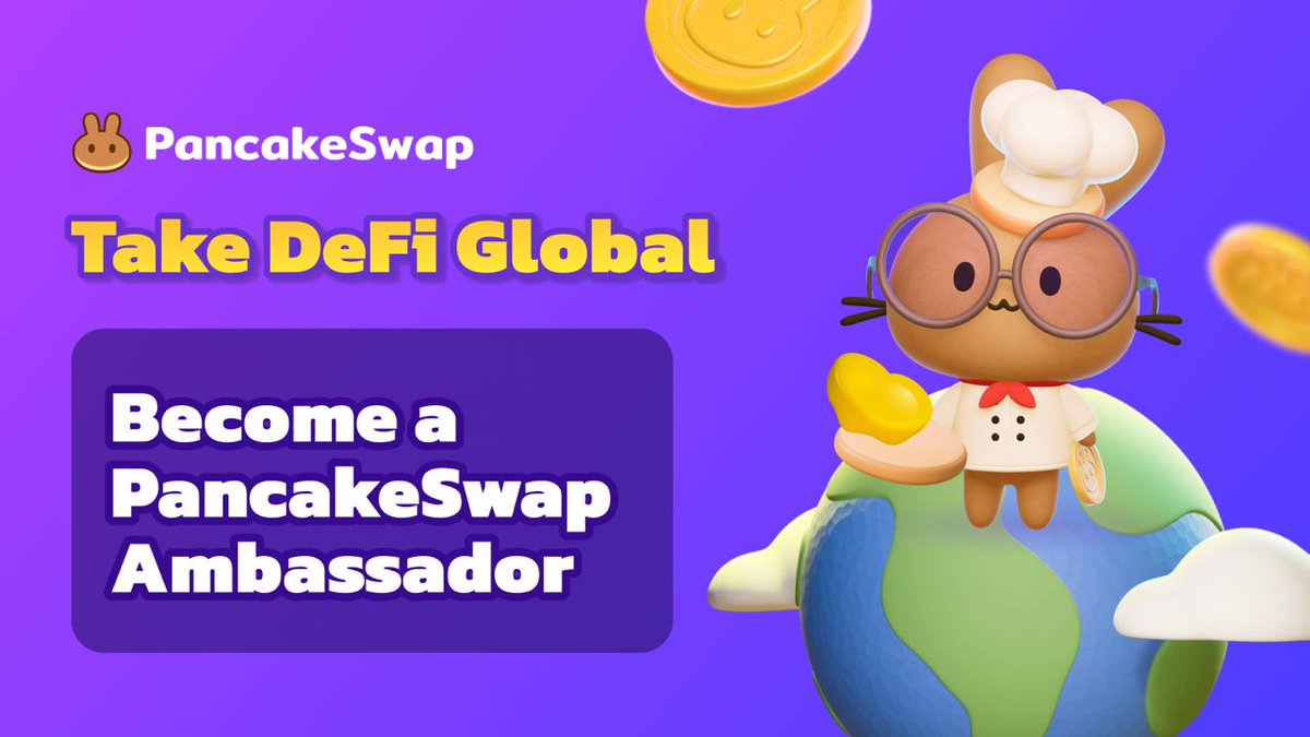 1/ 🌎 Take DeFi Global: Become a PancakeSwap Ambassador!

✨Are you passionate about DeFi? Here’s your chance! Join our Ambassador Program to educate, inspire, and spread the PancakeSwap experience worldwide! 🥞

ℹ️More info: blog.pancakeswap.finance/articles/take-…
