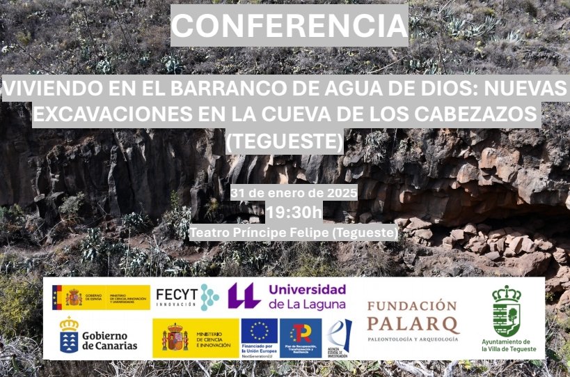 El 31/01 daremos una conferencia en Tegueste para dar a conocer los últimos avances en #LosCabezazos⛏️
Habrá intérpretes de LSE y se retransmitirá por streaming (próx. link conexión)
🕡 19:30
<a href="/CienciaGob/">Ministerio de Ciencia, Innovación y Universidades</a> <a href="/AgEInves/">Agencia Estatal de Investigación</a> <a href="/FECYT_Ciencia/">FECYT</a> <a href="/ULL/">Universidad de La Laguna</a> <a href="/CienciaULL/">Cienci@ULL</a> <a href="/ayto_tegueste/">Ayuntamiento de Tegueste</a> <a href="/FundacionPalarq/">Fundación Palarq</a>