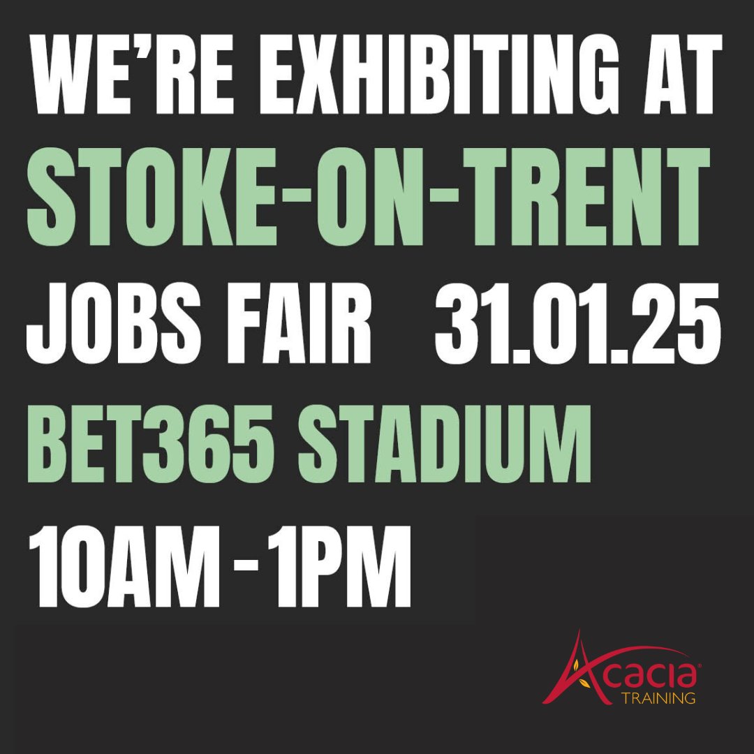 We are delighted to be at The Stoke-on-Trent Jobs Fair next Friday (31st) at the Bet365 Stadium, ST4 4EG.
Tickets to attend are free, here: thejobfairs.co.uk/network/jobfai…

See you there!