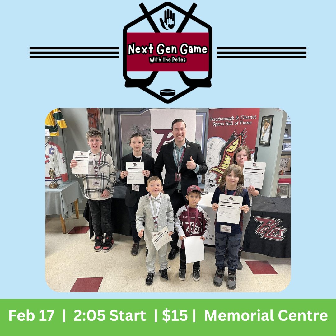 5CountiesKids's tweet photo. Going to the Next Gen Game? Some of our Five Counties kids will be playing roles with @PetesOHLhockey, including GM, Head Coach, PA Announcer, In-Game Host, Broadcaster, and Scouts. Keep an eye out on game day to see them in action! Get your tickets now ➡️https://t.co/YHER3CbnLx https://t.co/R2RVrffFpn