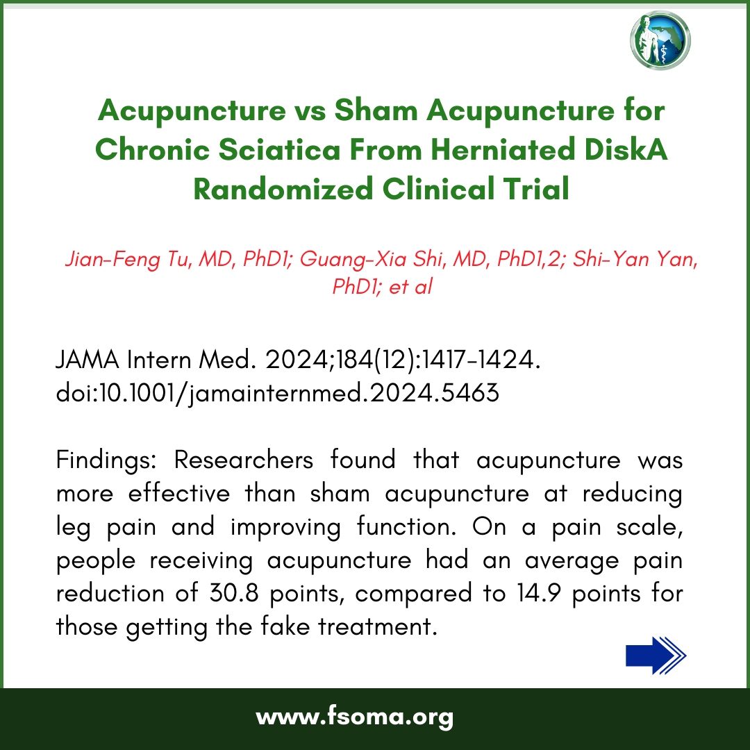 thefsoma's tweet photo. Acupuncture vs Sham Acupuncture for Chronic Sciatica From Herniated DiskA Randomized Clinical Trial https://t.co/tY3p6DQgHe