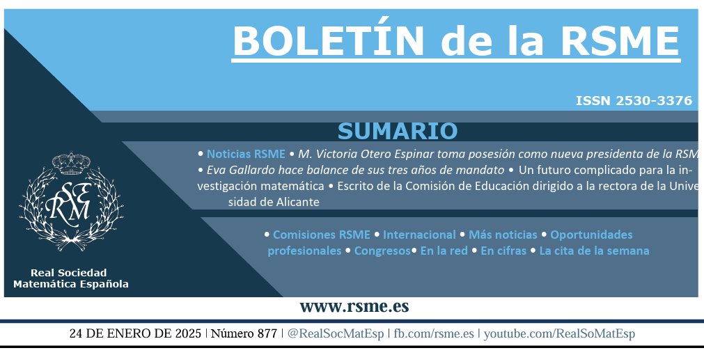 🔵 Ya está disponible un nuevo número del #BoletinRSME

Aquí podrás encontrar las noticias #matematicas más destacadas de la semana 🗞️ rsme.es/wp-content/upl…