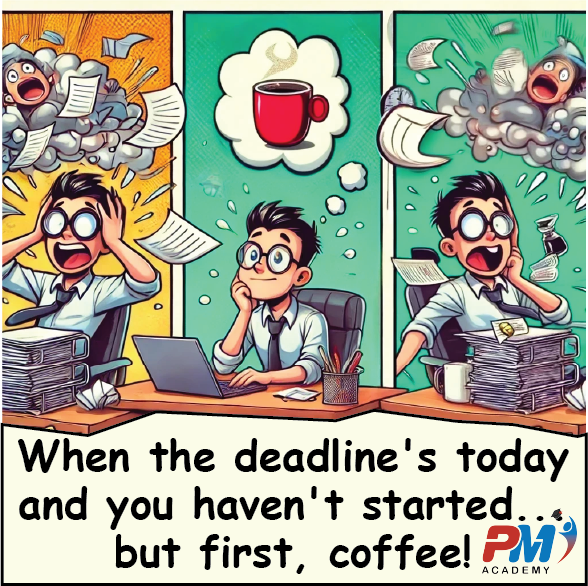 PMAcademybw's tweet image. Procrastinators unite! We’ve all been there—scrambling to meet a deadline with a coffee in hand. ☕
Tag a teammate who always pulls it off, even at the last minute!

#ProcrastinationHumor #DeadlineRush #LastMinuteHustle #FridayFun #WorkLifeBalance
