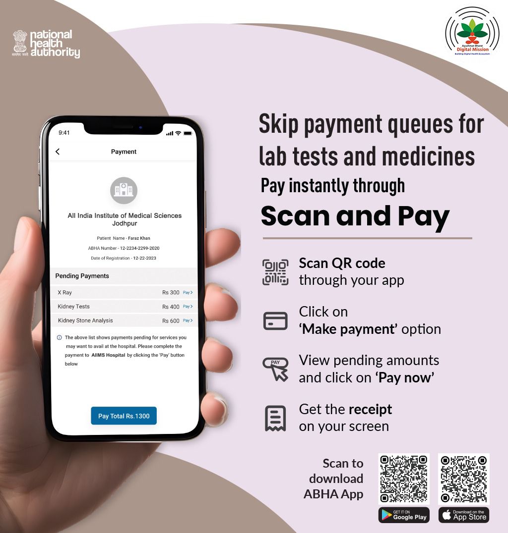 Tho_Vanthali's tweet image. #ABDM એ લોન્ચ કર્યું છે  #ScanandPay!
હવે તમે કોઈપણ પર્સનલ હેલ્થ રેકોર્ડ #PHR એપનો ઉપયોગ કરીને આરોગ્ય સુવિધાના QR કોડ સ્કેન કરીને તમારા ABHA સાથે જોડાયેલા લેબ ટેસ્ટ, દવાઓ અને OPD નોંધણી જેવા ઓર્ડર જોવા અને ચૂકવવા માટે સક્ષમ છો.
તો હવે લાઇનમાં ઊભા રહેવાની જરૂર નથી!
#Digitalhealth