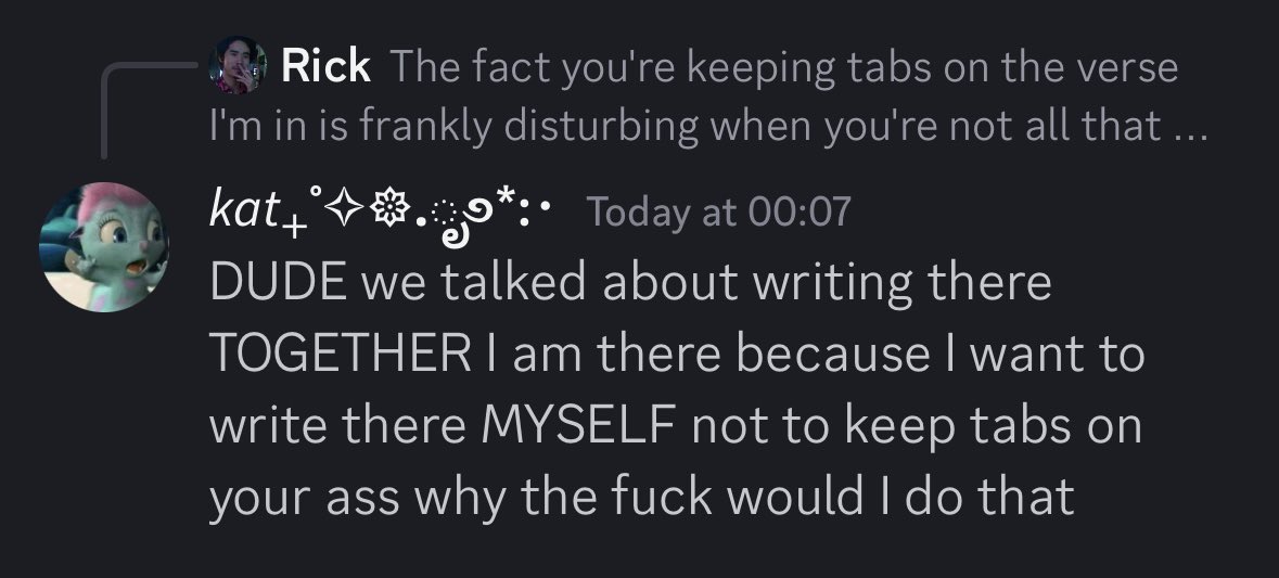 BORNOFSEAF0AM's tweet image. 6.On Writing in This Verse
• Writing in this space was something I had discussed with them and our mutual friends long before either of us joined. I’d been working on my character for months. There is no connection between when they joined verse and when I did.