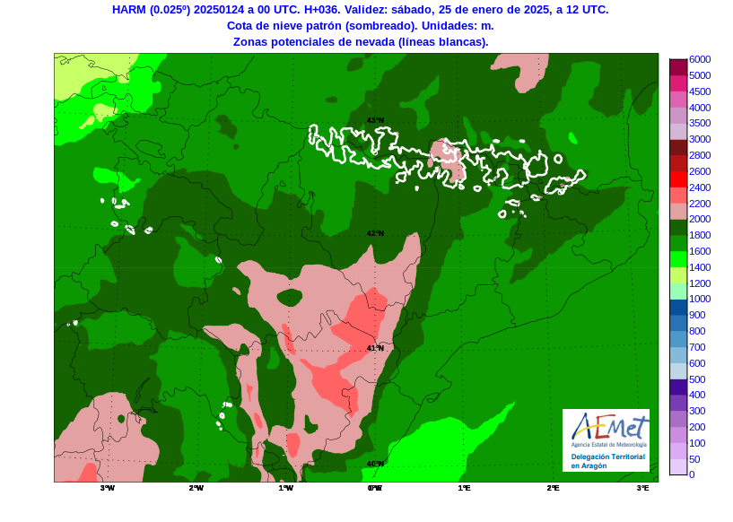 AEMET_Aragon's tweet photo. Variación de la #cotadenieve durante el #finde en #Pirineos. Mostramos aquí la estimación a 12 y 24 h del SAB 25 y DOM 26 La zona potencial de nevada se muestra en línea blanca. @internetfam @montana_segura @eltiempo_atv @sibilafc @JoannaIvars @AragonMeteo https://t.co/FhJlCaZqiu