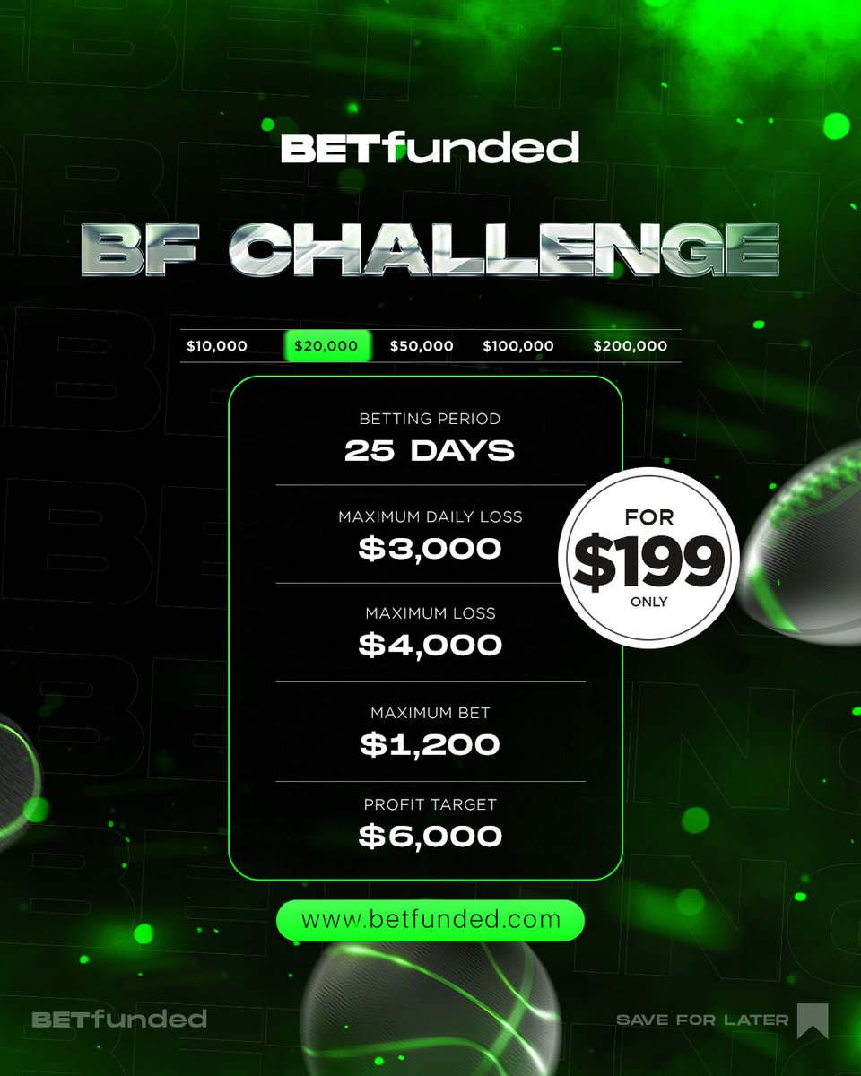 betfunded's tweet photo. Are You Up for the Challenge? 🟢
💵 $20K BF Challenge is HERE!
🎯 Wager big. Win bigger. Prove your strategy and hit that $6K profit target!
👉 Head to https://t.co/YeZ1ZJ97u6 and make your move!
#PickingChallenge #SportsPicking #WagerSmart #MakeMoneyPicking #20kchallenge https://t.co/mI0VyV1ck6