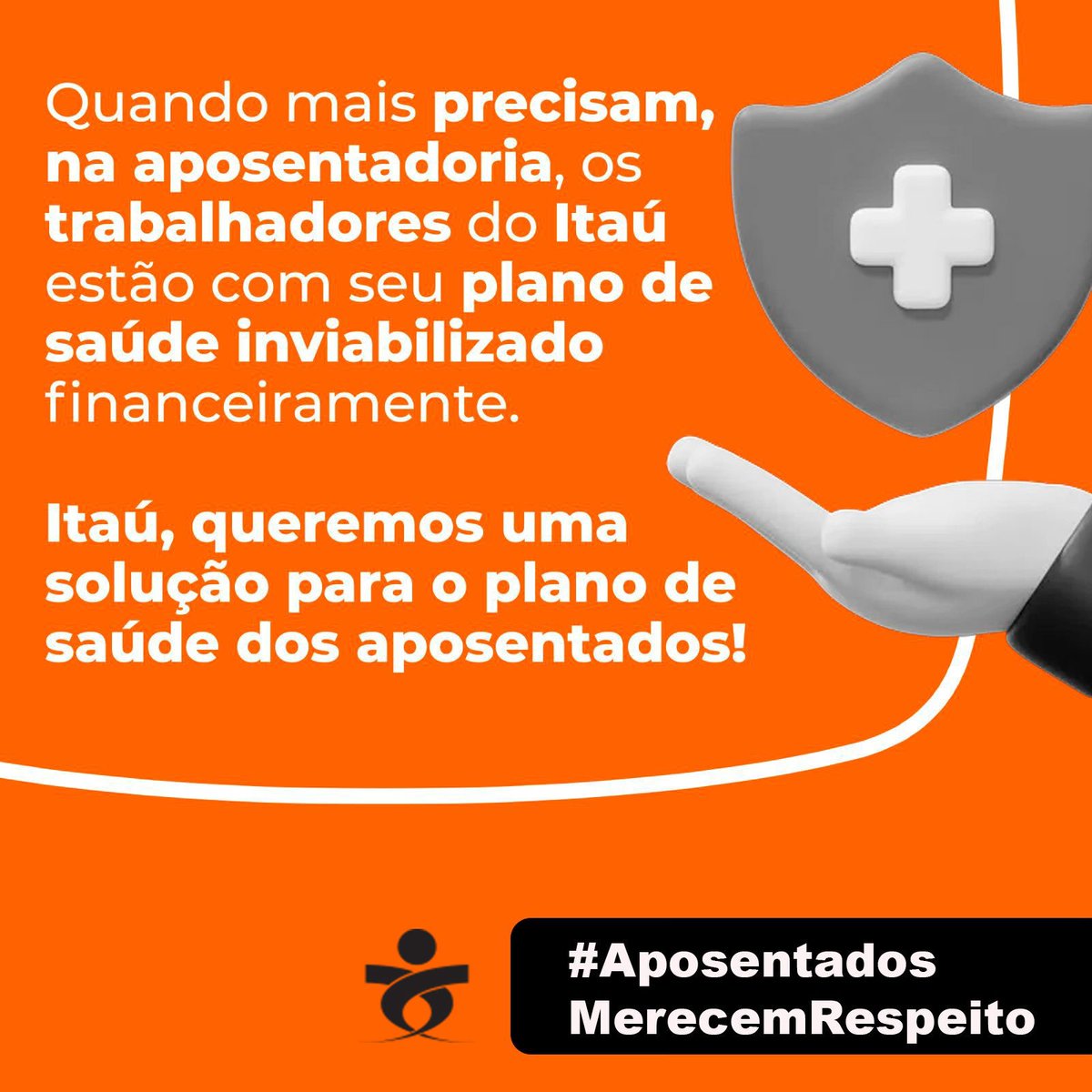 celso_csouza's tweet photo. Os aposentados do Itaú, exigem respeito ao seu direito à saúde! Itaú, queremos uma solução para o plano de saúde dos aposentados 
#AposentadosMerecemRespeito @itaú https://t.co/LOAvSq7IU5