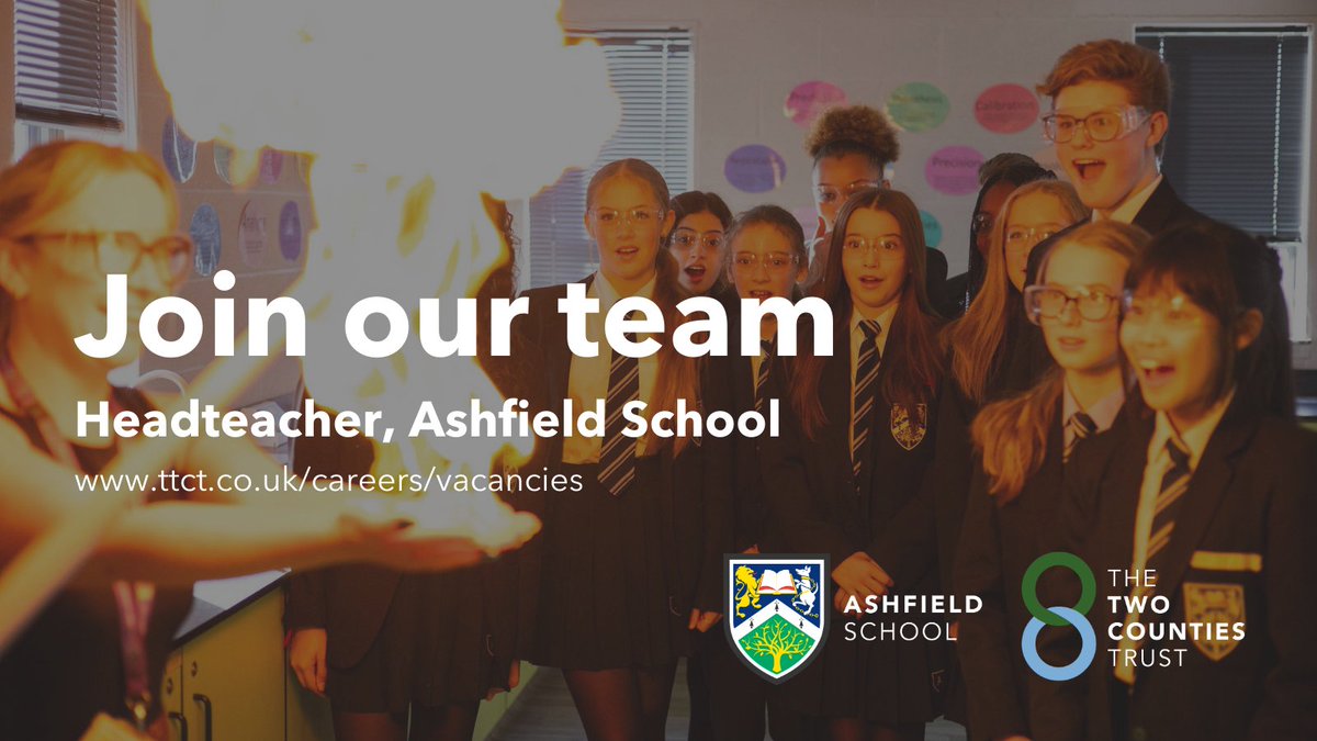 The Two Counties Trust (@ttctrust) on Twitter photo Are you ready to lead <a href="/AshfieldSchool/">Ashfield School</a> through its next exciting phase of development?
We’re seeking a Headteacher with the vision, drive and commitment to build on the school’s solid foundations and inspire its community to achieve its full potential. With a strong culture of Are you ready to lead <a href="/AshfieldSchool/">Ashfield School</a> through its next exciting phase of development?
We’re seeking a Headteacher with the vision, drive and commitment to build on the school’s solid foundations and inspire its community to achieve its full potential. With a strong culture of