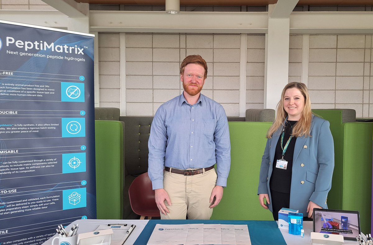 PeptiMatrix's tweet image. We're at the Cancer Research Nottingham 2025 symposium today. If you're here and want to learn more about #animalfree #3DCellCulture, come and say hello!