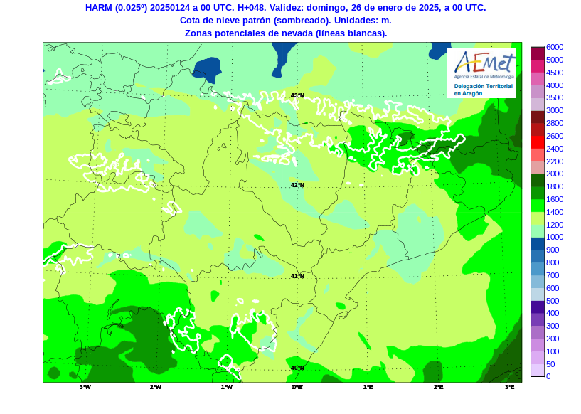 AEMET_Aragon's tweet photo. Variación de la #cotadenieve durante el #finde en #Pirineos. Mostramos aquí la estimación a 12 y 24 h del SAB 25 y DOM 26 La zona potencial de nevada se muestra en línea blanca. @internetfam @montana_segura @eltiempo_atv @sibilafc @JoannaIvars @AragonMeteo https://t.co/FhJlCaZqiu