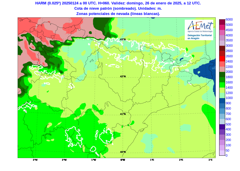 AEMET_Aragon's tweet photo. Variación de la #cotadenieve durante el #finde en #Pirineos. Mostramos aquí la estimación a 12 y 24 h del SAB 25 y DOM 26 La zona potencial de nevada se muestra en línea blanca. @internetfam @montana_segura @eltiempo_atv @sibilafc @JoannaIvars @AragonMeteo https://t.co/FhJlCaZqiu