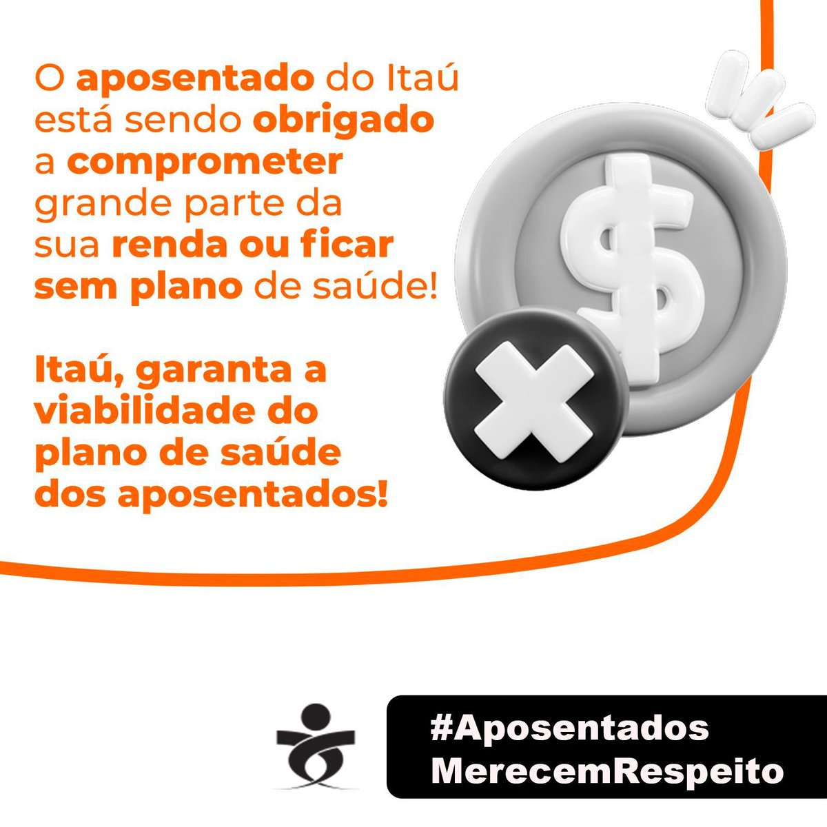 celso_csouza's tweet photo. O plano de saúde não pode ficar inviável financeiramente justo quando mais precisam, na aposentadoria! Itaú, queremos uma solução para o plano de saúde dos aposentados 
#AposentadosMerecemRespeito @itaú https://t.co/fFdaVEpFi3