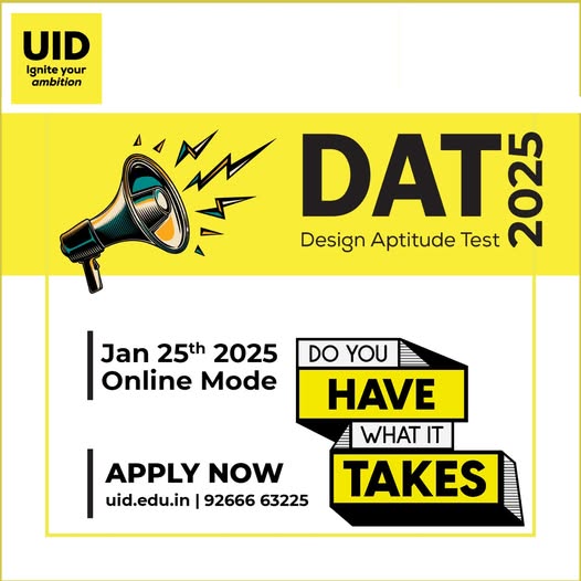 vidyavision_com's tweet image. Ignite Your Ambition! 🔥 The UID Design Aptitude Test (DAT) is your gateway to a world of creative possibilities.

Register now for the online DAT on January 25th, 2025.

Visit: shorturl.at/RCExd

#UIDDAT #DesignAptitudeTest #DesignCareer #CreativeMinds #ApplyNow