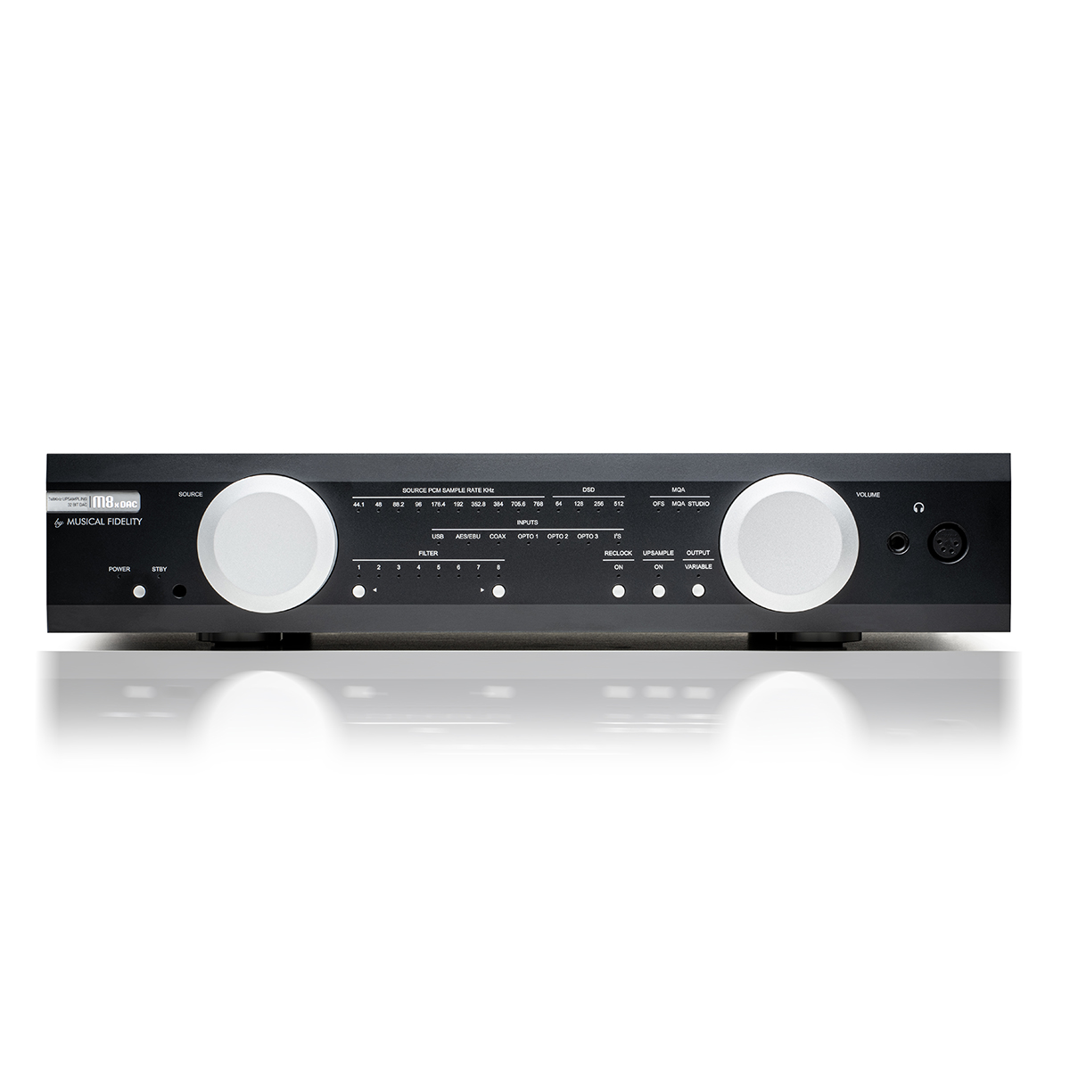 EIC_AUDIO's tweet photo. Musical Fidelity M8x DAC to przetwornik cyfrowo-analogowy z upsamplingiem i zbalansowanym stopniem wyjściowym w klasie A. Zastosowano dwa przetworniki ES9038Q2M w układzie dual mono. Obsługuje MQA 384 kHz, DSD512, PCM 768 kHz. Ma wzmacniacz słuchawkowy i cichy transformator. https://t.co/SrJliTsoYY