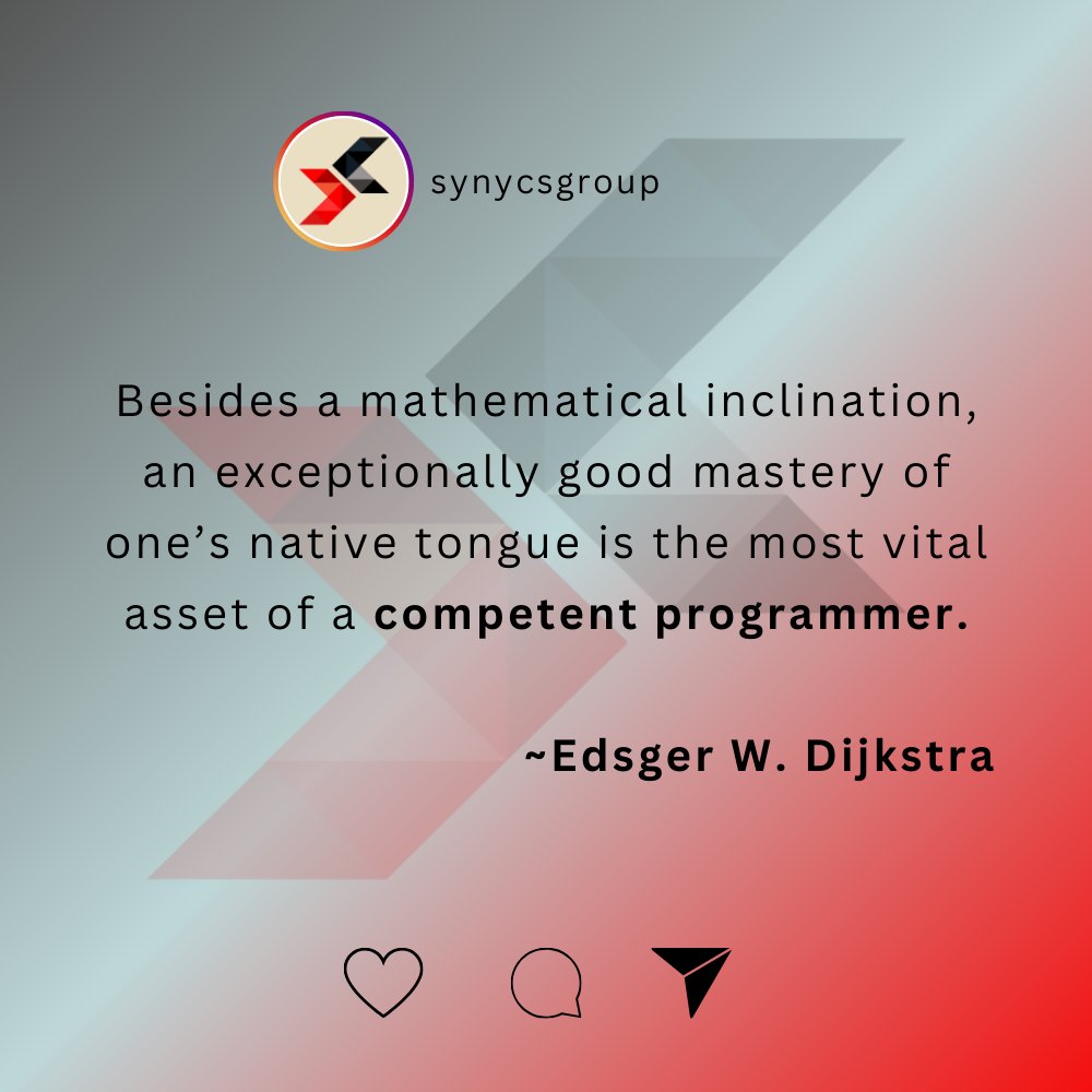 SynycsGroup's tweet photo. Code may speak to machines, but language shapes how we think. Master your words to master your programming. ✍️💻 Happy Weekend🎉

#SynycsGroup #developerquotes #InnovationWeekend #MotivationalQuotes #HumanCentricCoding  #ClarityOverComplexity #CommunicationMatters https://t.co/6oZPdnYVYU