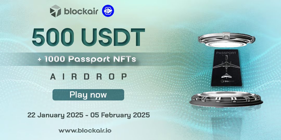 PlayToEarn's tweet photo. Fancy your chances at scoring some $USDT and NFTs?🎉

💸Participate for free in our airdrop with @BlockAirGame for a shot at winning $500 USDT or passport NFTs

⏰It's easy to join, and it'll only take you less than a minute with the link below

👉 https://t.co/c7ObCye3Qd https://t.co/8rPgd5rcgX