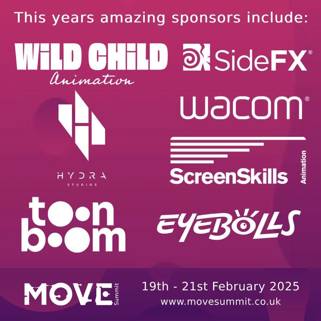 Move Summit (@move_summit) on Twitter photo THANK YOU TO OUR SPONSORS! 😍
We have some incredible supporters this year, and you can find more details about them on our website. Stay tuned for more updates!
<a href="/WildChild_Anim/">wildchild</a> <a href="/sidefx/">SideFX</a> <a href="/HydraStudios3/">Hydra Studios</a> <a href="/wacom/">Wacom</a> <a href="/UKScreenSkills/">ScreenSkills</a> <a href="/ToonBoom/">Toon Boom Animation</a> <a href="/weareeyebolls/">Eyebolls</a> THANK YOU TO OUR SPONSORS! 😍
We have some incredible supporters this year, and you can find more details about them on our website. Stay tuned for more updates!
<a href="/WildChild_Anim/">wildchild</a> <a href="/sidefx/">SideFX</a> <a href="/HydraStudios3/">Hydra Studios</a> <a href="/wacom/">Wacom</a> <a href="/UKScreenSkills/">ScreenSkills</a> <a href="/ToonBoom/">Toon Boom Animation</a> <a href="/weareeyebolls/">Eyebolls</a>