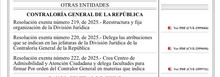 Hoy se publicaron las siguientes resoluciones exentas de la Contraloría General de la República 
Link: diariooficial.interior.gob.cl/edicionelectro…