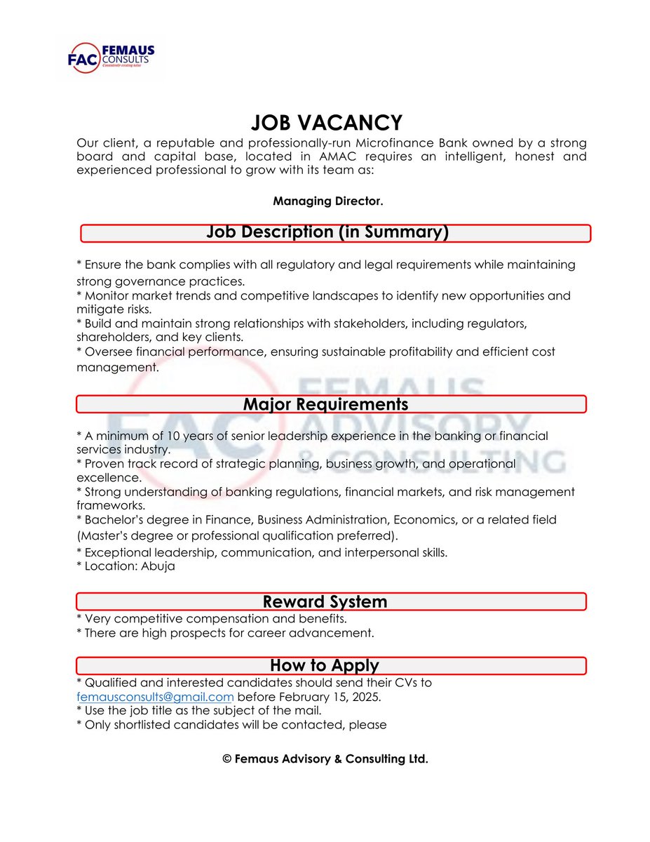 otonoku's tweet photo. My company is currently recruiting for a clients. If you meet the requirements or know who does,follow the application process as indicated. 
#AbujaTwitterCommunity #hiring #JobVacancy https://t.co/vgtbkVloKi