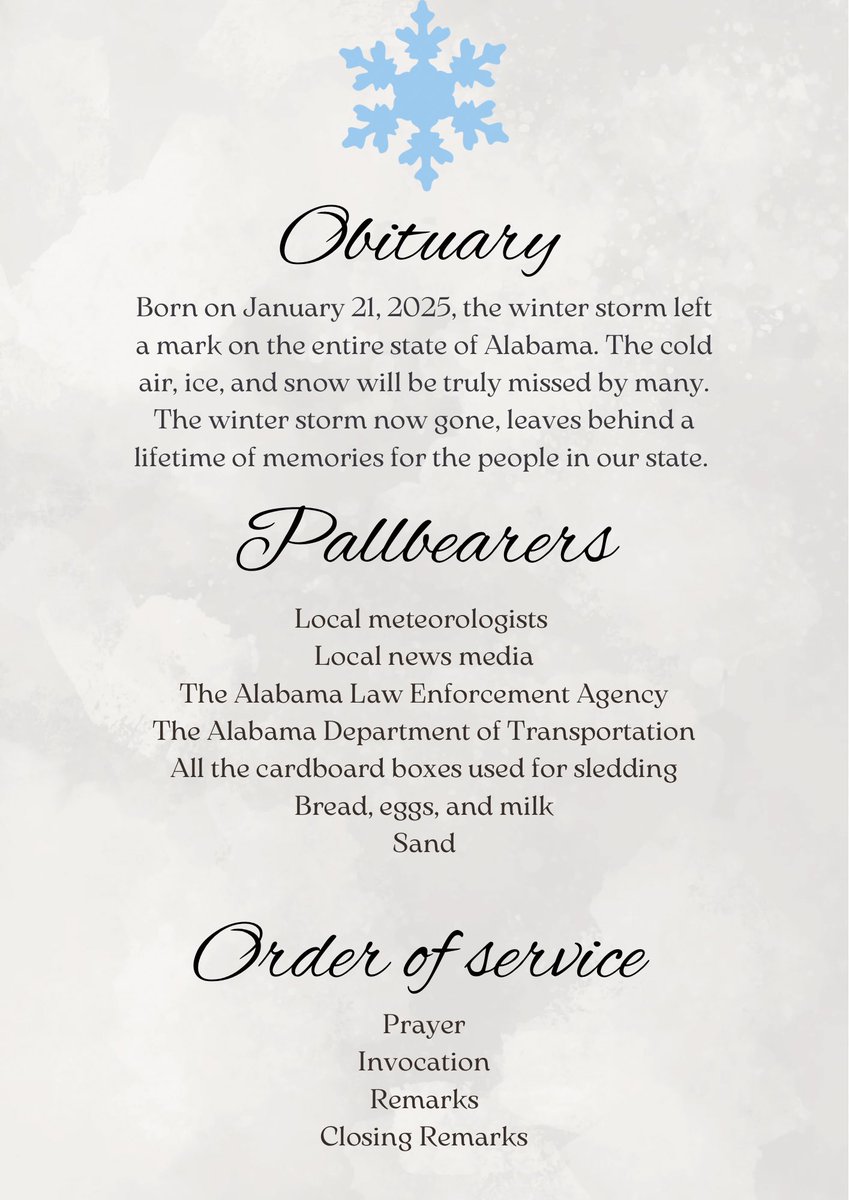 Gone, but not forgotten. RIP Alabama snow ❄️🥶⛄️ #alabama #alabamawx 

*Inspired by my friend <a href="/TuckSargent/">Tucker Sargent</a>