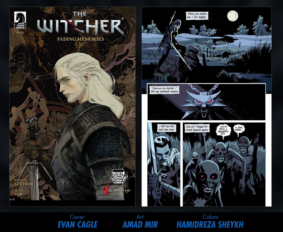 GrajdeanuBeyond's tweet photo. Comic Books based on Video Games are unique, as they are windows to places we once were part of. They are new connections with the virtual worlds we once explored and lived in.

Although a small comic book niche, the ones that truly capture my eyes, are the mini series that present stand out visual art styles of artists while capturing the essence of the video game that gave its identity.

From these it can be seen that they are not just a marketing tool, but also a showing of love, understanding and respect of the original creations they are depicting.

While adding extra creative and artistic value, it is the skillful and passionate artists that bring more life to the virtual worlds that captivated us, and through their beautiful artwork they take us deeper and on mesmerizing new journeys.

Their art continues to fuel and enhance the love that so many have for these worlds and inspire others to create their own.

--------------

I would like to share with you a few Video Game Comics that I especially admire, featuring remarkable Artists whose team ups brought to life engaging visual storytelling of beloved games:

• Bloodborne - ( Multiple mini series )
Art : Piotr Kowalski @KowalskiPiotr , Colors : Brad Simpson ( IG: 20eyesbrad ) , Cover : Jeff Stokley ( IG: jeffstokely )
( Cover Artist varies from story to story )

• Cyberpunk 2077 - You have my word
Art & Cover : Jesús Hervás @chushervas  , Colors : Giulia Brusco

• The Witcher - Fading Memories
Art : Amad Mir @amadmirartist , Colors : Hamidreza Sheykh ( IG : hamidrezasheykh ) , Cover : Evan Cagle @cagle_evan