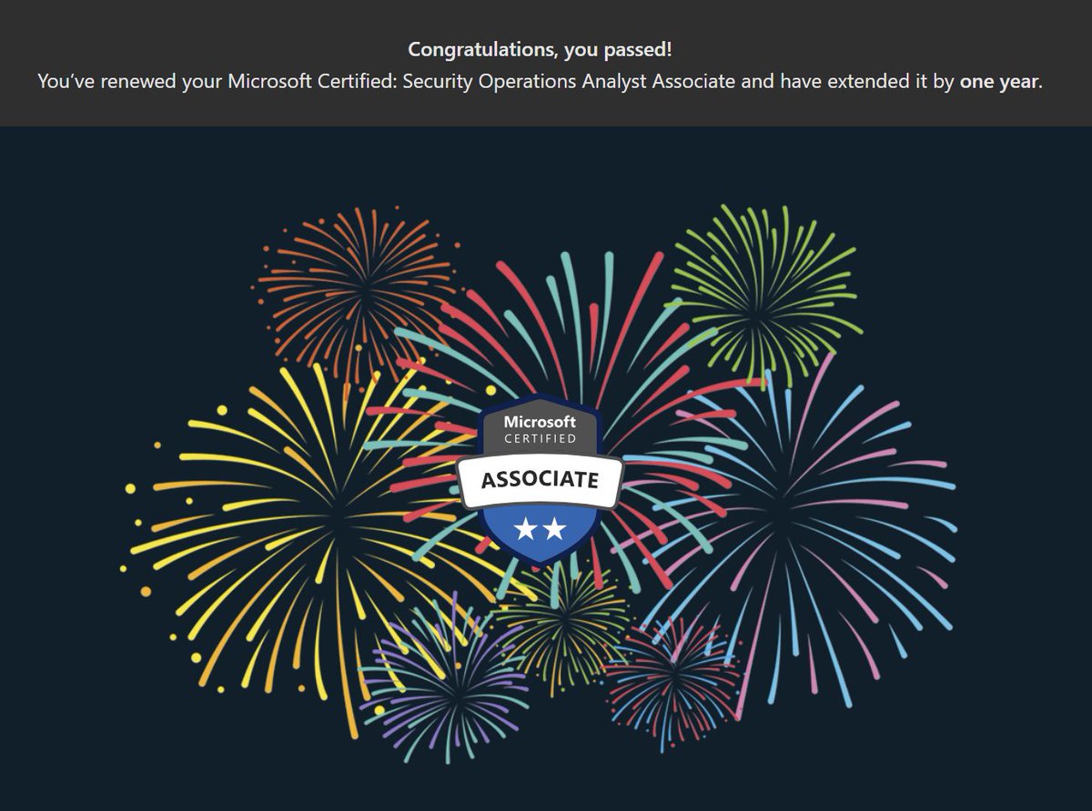 Microsoft Security Operations Analyst renewed.

#ITCertification #Microsoft #Security #SC200