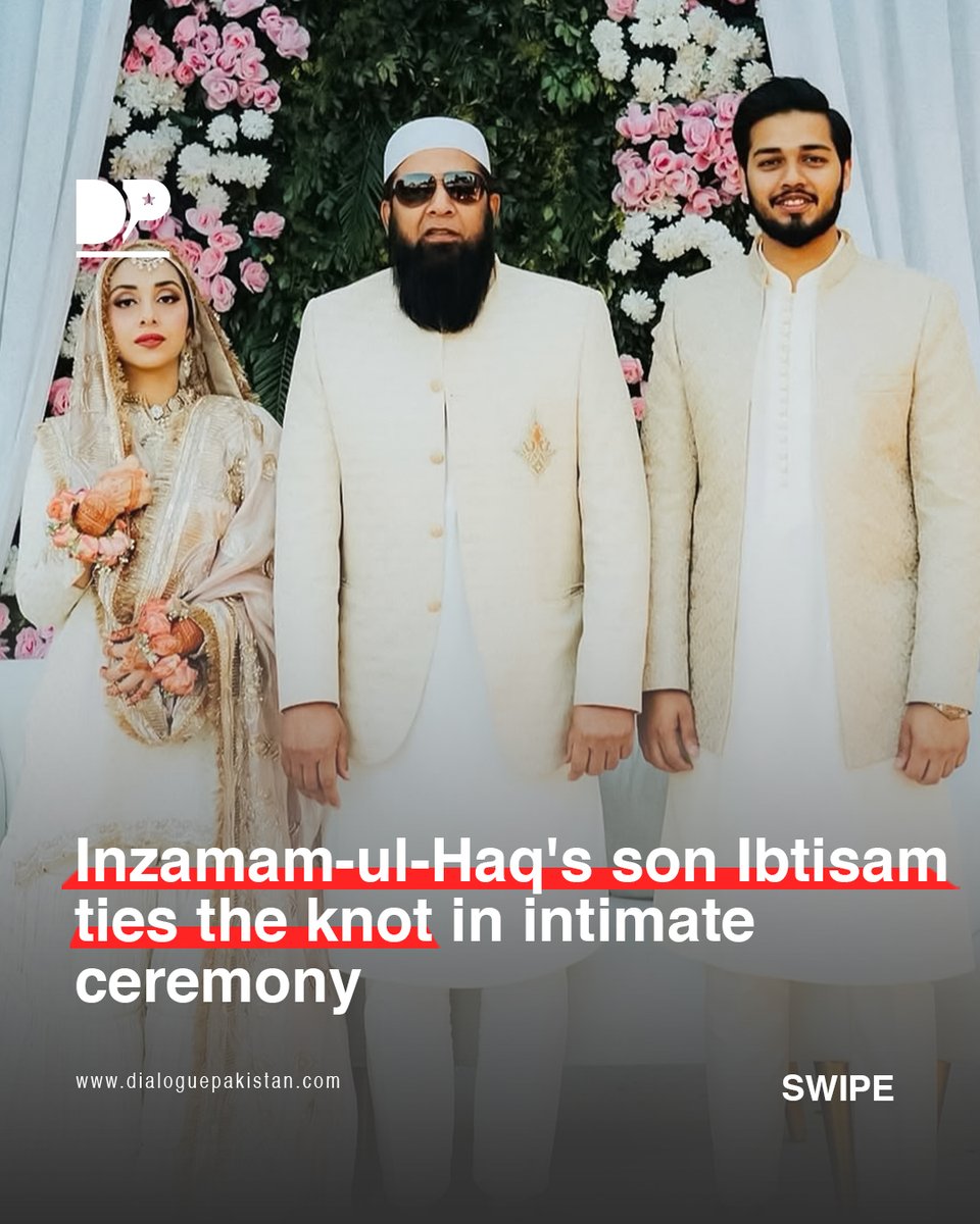 DialoguePak's tweet photo. Legendary cricketer Inzamam-ul-Haq's son, Ibtisam, recently got married in a private nikah ceremony.
#DialoguePakistan #LegendaryCricketer #InzamamUlHaq #Son #Married #NikkahCeremony https://t.co/D40amrA4Uf
