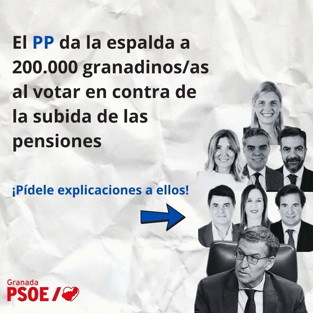 ❌El PP vota en contra de la ⤵️  

🚫Subida de las pensiones para más de 200.000 granadinos/as

👴🏼🧓🏼¡Que no te la cuelen!

⁉️A qué espera el <a href="/ppgranada/">PP Granada</a> para dar explicaciones

#ElPPMiente