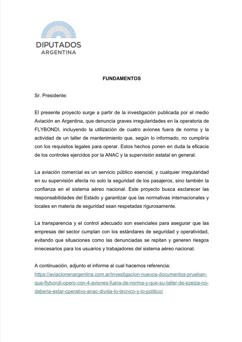DiegoGiuliano's tweet photo. Junto a mis compañeros y compañeras de @Diputados_UxP presentamos ayer un pedido de informe sobre Flybondi, a raíz de una investigación periodística publicada por el medio Aviación en Argentina, que denuncia graves irregularidades en la operatoria de la empresa. https://t.co/efgwmyPEtz