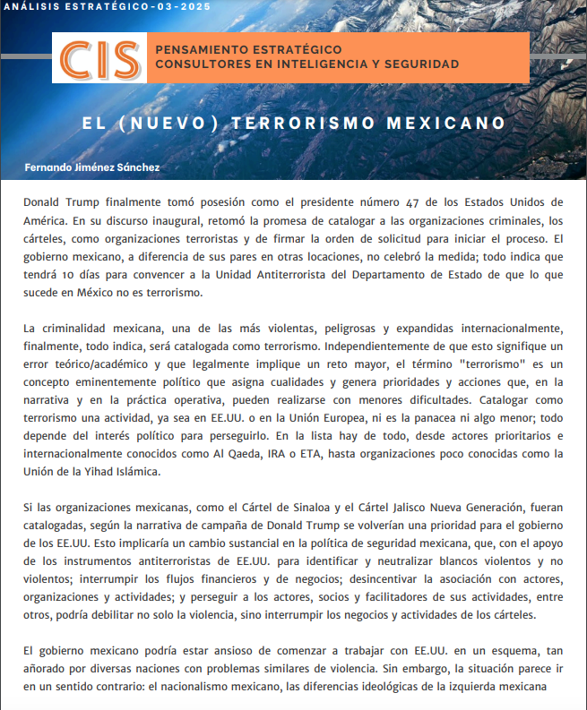 FJimSan's tweet photo. El (nuevo terrorismo) mexicano 🇪🇸
The (new) mexican terrorism 🇬🇧 @CIS_Estrategico 
https://t.co/DJKeOgUOTJ https://t.co/Jcb1VxCxrO