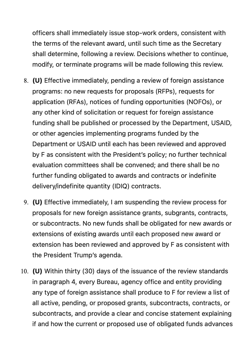 kenklippenstein's tweet photo. Trump administration just suspended all new foreign aid pending review, per State Department cable leaked to me (1/2) https://t.co/MvE8aNo2XZ