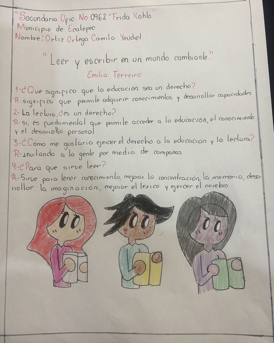 alesajulies's tweet image. La Escuela  Ofic. No.0962 Frida Kahlo, Ecatepec de Morelos; participa en el fomento a la lectura de sus estudiantes.
“Leer y Escribir Para Un Mundo Cambiante” 
Emilia Ferreiro #MaratonesPorLaLectura #LaEducaciónEsUnDerecho #SEPmx @SEP_mx