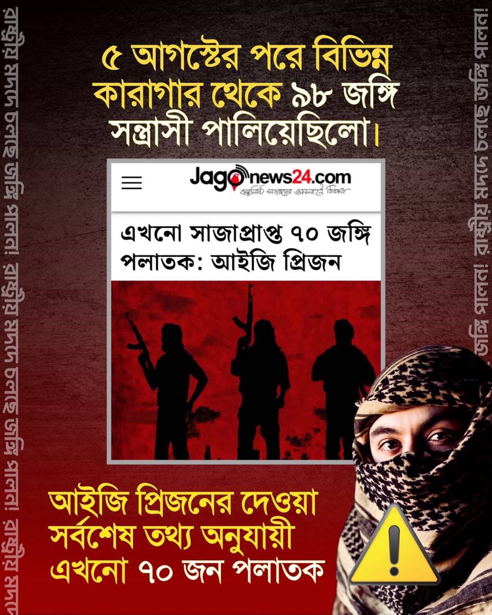 asif33660's tweet photo. After August 5, 98 militants escaped from various prisons. 

According to the latest information given by the IG Prisons, 70 are still absconding.

#terrorists #Terrorism https://t.co/JNPU4nCaTh