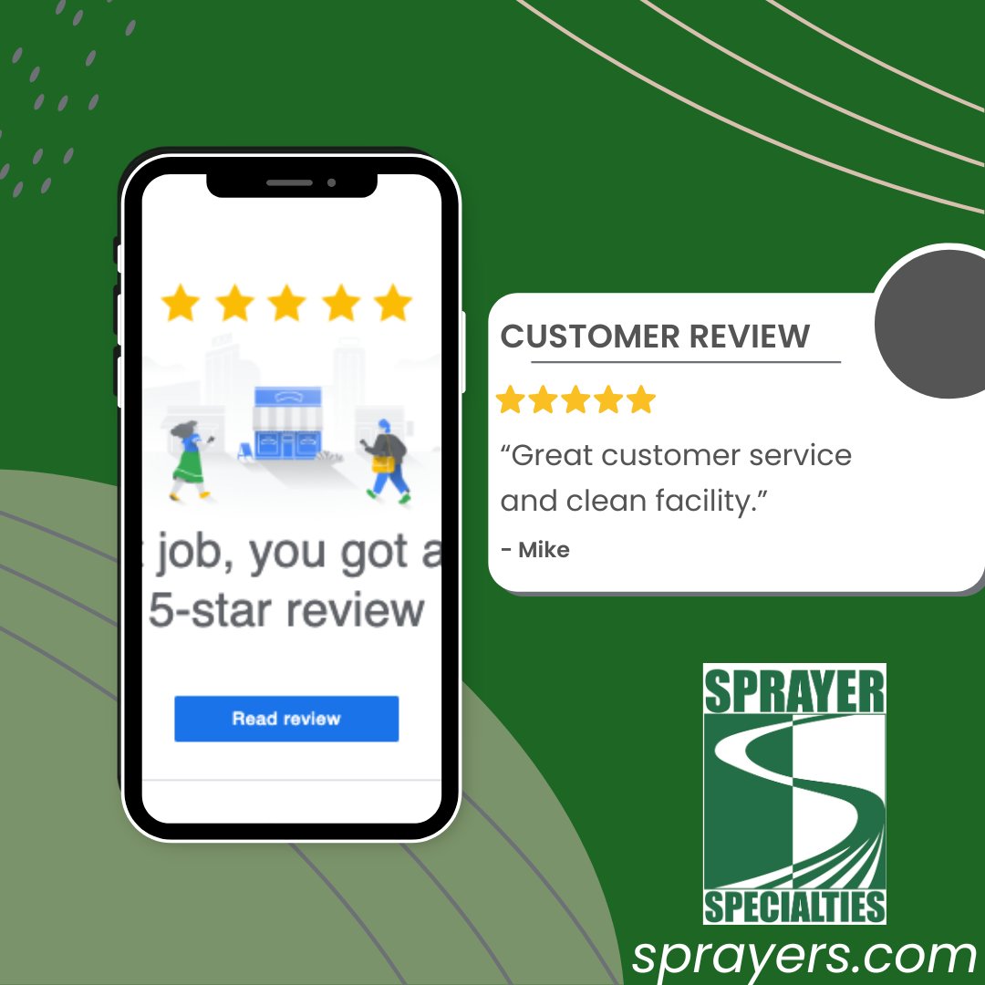 We love hearing from satisfied customers! Thank you for trusting Sprayer Specialties!