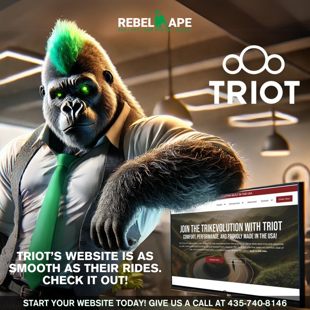 rebelapeagency's tweet photo. Client website showcase! 

Triot’s website is as smooth as their rides, check it out.
➡️ https://t.co/ReF54z3c5J

#RebelApe #WebsiteDesign #ClientSpotlight #WebsiteLaunch #ClientWebsite #WebsiteLaunch #NewWebsite #WebDesign #SiteLaunch #WebDevelopment https://t.co/YDFK6CtsW5