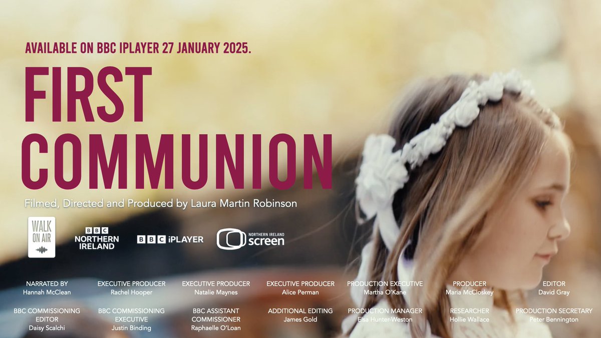 Walk On Air Films (@woafilms) on Twitter photo We’ve a fabulous film out next week following 4 children through Holy Communion Season.
‘First Communion’ is on <a href="/BBCiPlayer/">BBC iPlayer</a> from Monday the 27th!
Special thanks to our amazing contributors, <a href="/NIScreen/">Northern Ireland Screen</a>, BBC Religion and Ethics, <a href="/BBCnireland/">BBC Northern Ireland</a>, and to the whole team behind it all. We’ve a fabulous film out next week following 4 children through Holy Communion Season.
‘First Communion’ is on <a href="/BBCiPlayer/">BBC iPlayer</a> from Monday the 27th!
Special thanks to our amazing contributors, <a href="/NIScreen/">Northern Ireland Screen</a>, BBC Religion and Ethics, <a href="/BBCnireland/">BBC Northern Ireland</a>, and to the whole team behind it all.