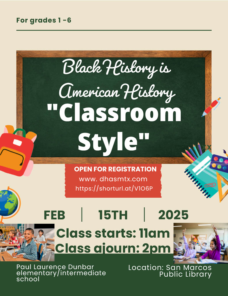 Black history is American history! Come celebrate and learn with us on Saturday, February 15, from 11 AM - 2 PM.

Make sure your littles are on time and can remain until the very end! Click here to register: docs.google.com/forms/d/e/1FAI…