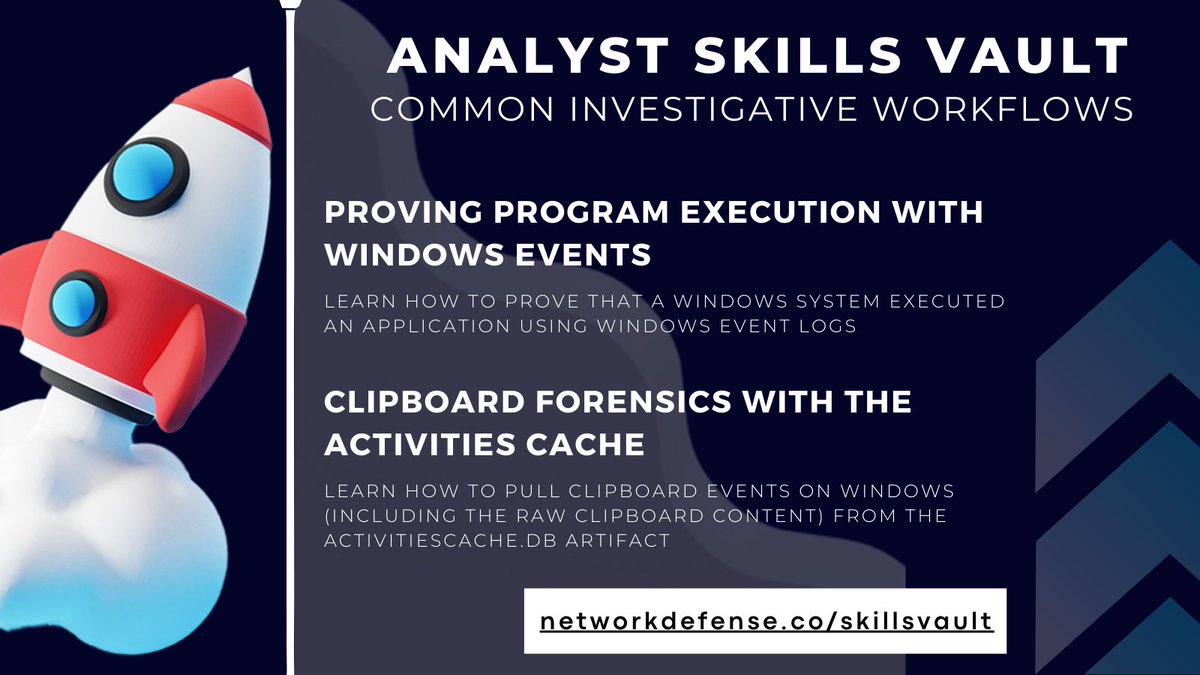 Looking to level up? Our Analyst Skills Vault is full of valuable lessons that we add to monthly! Built for analysts, by analysts. 
networkdefense.co/skillsvault/