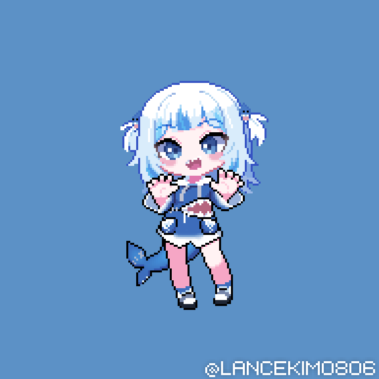 LanceKim0806's tweet photo. Gawr...!🦈
#pixelart #gawrt #gawrgura #fanart https://t.co/jNiwDbuujG