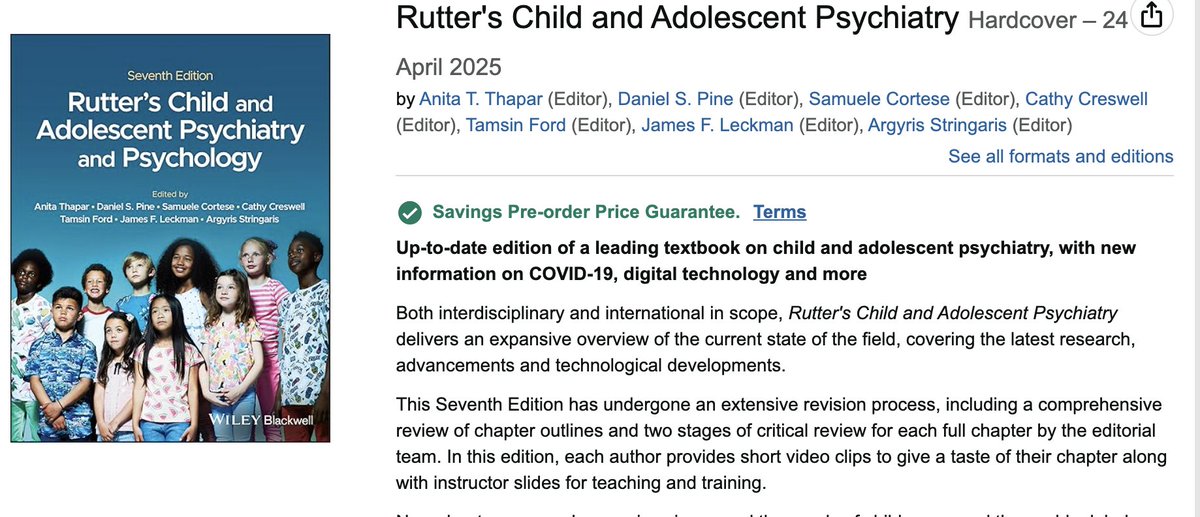 Honorured to have contributed, as one of the Editors, to the #Rutter's #Child and #Adolescent #Psychiatry and #Psychology, 7th ed. Available for pre-order

amazon.co.uk/Rutters-Child-…