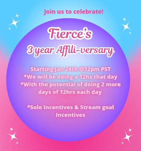 Join me today starting at Noon PST to celebrate my 3 year Affili-versary. There will lots of fun and maybe even some shenanigans! See you guys soon.