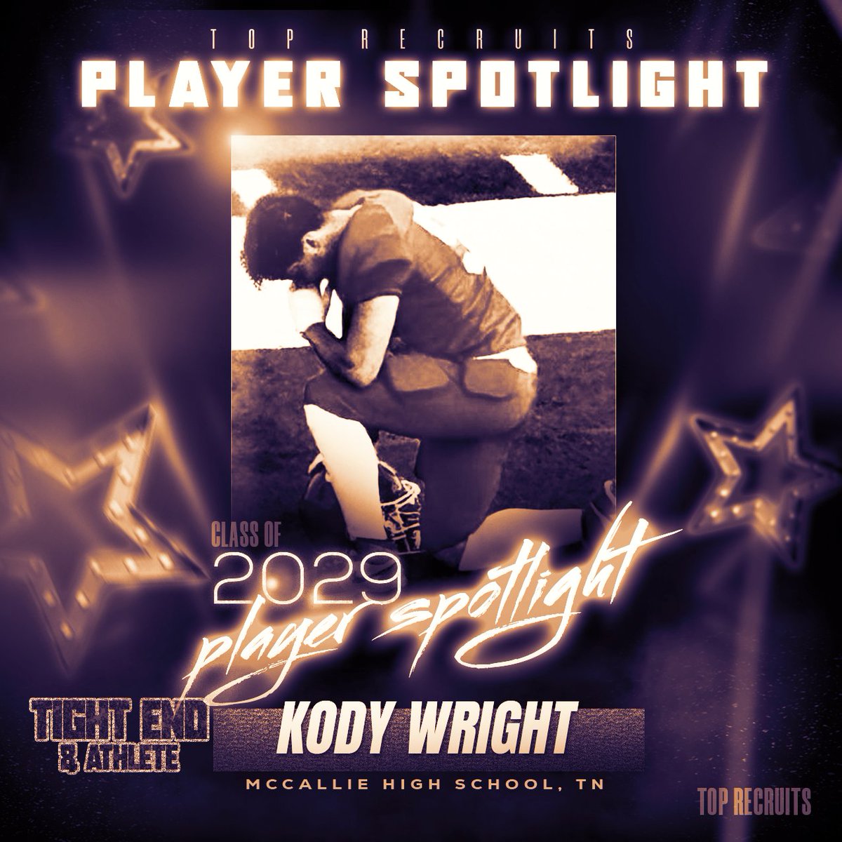 Top Recruits (@toprecruits_fb) on Twitter photo Prospect Report: Kody Wright - Class of 2029 (3.0 GPA)
<a href="/kodywright29/">Kody Wright</a>
Physical Attributes:
-Current: 6'2", 195 lbs (8th grade)
-Projected: 6'5"-6'8" by graduation
-Position: Tight End (TE)
Bloodlines:
-Football pedigree (brother played at University of Tennessee)
Strengths: Prospect Report: Kody Wright - Class of 2029 (3.0 GPA)
<a href="/kodywright29/">Kody Wright</a>
Physical Attributes:
-Current: 6'2", 195 lbs (8th grade)
-Projected: 6'5"-6'8" by graduation
-Position: Tight End (TE)
Bloodlines:
-Football pedigree (brother played at University of Tennessee)
Strengths: