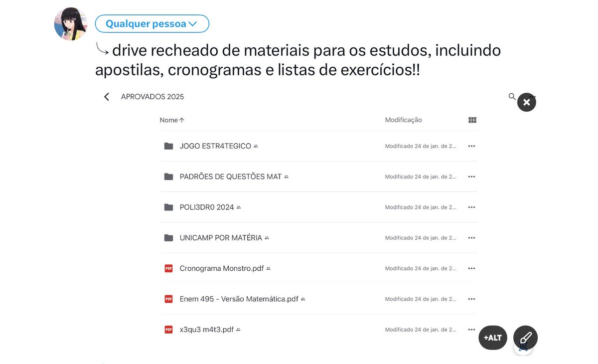 nuneszzo's tweet image. eu montei esse drive para aqueles que estão precisando de materiais para os estudos, alguém quer ser marcado?