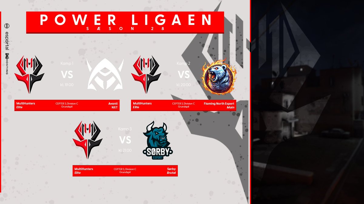 MULTIHUNTERS (@multihunters11) on Twitter photo 🔴Multihunters Elite Kampprogram🔴
Så skal Elite endelige i gang med powerligaen! Vi starter hårdt ud med 3 kampe. Held og lykke!🔥
🆚 <a href="/Avanti_GG/">Avanti Esport</a>
🕓 19:00
🆚 <a href="/flamingnorthCS/">Flaming North eSport</a>
🕓 20:00
🆚 <a href="/Sorby_Esport/">SØRBY ESPORT</a>
🕓 21:00
🇩🇰<a href="/xdpiratmanden/">xDPiratManden</a>
🇩🇰<a href="/blamzcs/">blamz</a>
🇩🇰<a href="/ZaqCSGO/">Jonas Juel Nielsen</a>
🇩🇰@Bortsycs
🇩🇰<a href="/Rasmusasas/">Rasmouse</a> 🔴Multihunters Elite Kampprogram🔴
Så skal Elite endelige i gang med powerligaen! Vi starter hårdt ud med 3 kampe. Held og lykke!🔥
🆚 <a href="/Avanti_GG/">Avanti Esport</a>
🕓 19:00
🆚 <a href="/flamingnorthCS/">Flaming North eSport</a>
🕓 20:00
🆚 <a href="/Sorby_Esport/">SØRBY ESPORT</a>
🕓 21:00
🇩🇰<a href="/xdpiratmanden/">xDPiratManden</a>
🇩🇰<a href="/blamzcs/">blamz</a>
🇩🇰<a href="/ZaqCSGO/">Jonas Juel Nielsen</a>
🇩🇰@Bortsycs
🇩🇰<a href="/Rasmusasas/">Rasmouse</a>