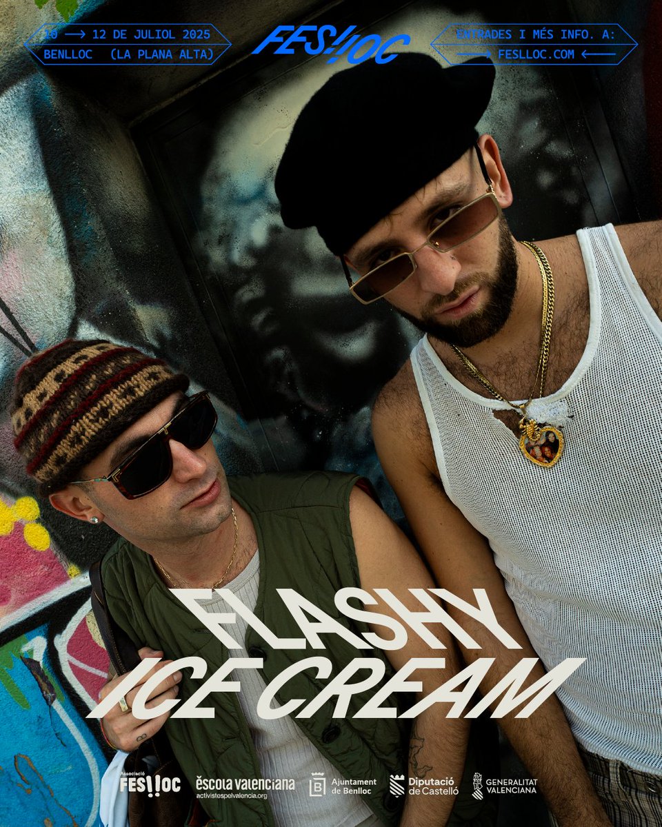 FES‼OC (@feslloc) on Twitter photo El #Feslloc25☀️ donarà la benvinguda a <a href="/flashy_icecream/">flashy ice cream</a>, grups pioner de la música urbana en català, que fusiona sàviament trap, rap, pop urbà i dancehall.
Veniu a escoltar-los! No us decebran! 😎
📆10, 11 i 12 de juliol
📍 #Benlloc, la Plana Alta
🎟️ feslloc.com El #Feslloc25☀️ donarà la benvinguda a <a href="/flashy_icecream/">flashy ice cream</a>, grups pioner de la música urbana en català, que fusiona sàviament trap, rap, pop urbà i dancehall.
Veniu a escoltar-los! No us decebran! 😎
📆10, 11 i 12 de juliol
📍 #Benlloc, la Plana Alta
🎟️ feslloc.com