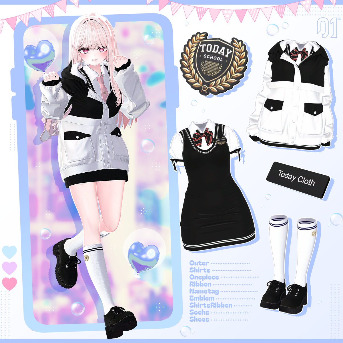 vrc_hansi's tweet photo. 🎁RPキャンペーン🎁
Today School uniform発売しました~✨
可愛いコラボも行います！ よろしくお願いします！
BOOTHハート数100個につき抽選人数を一人ずつ増やします！
条件 : RP + フォロー
当選日:1月31日
1月25日~2月2日発売割引

#VRChat #BOOTH #BOOTH_pm #Today_cloth https://t.co/iMy2IpTq3k
