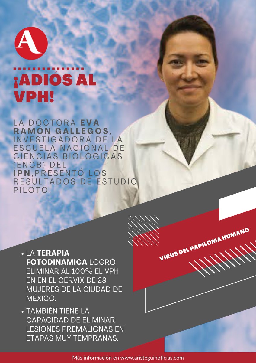 ¡Adiós al VPH! Científica del IPN logra eliminar al 100% el virus en 29 mujeres 

📍 Este tratamiento no es invasivo y podría convertirse en un método eficaz para prevenir esta neoplasia, que representa la 2da causa de muerte para mujeres mexicanas.
👉 ow.ly/XgrI50UMKXS