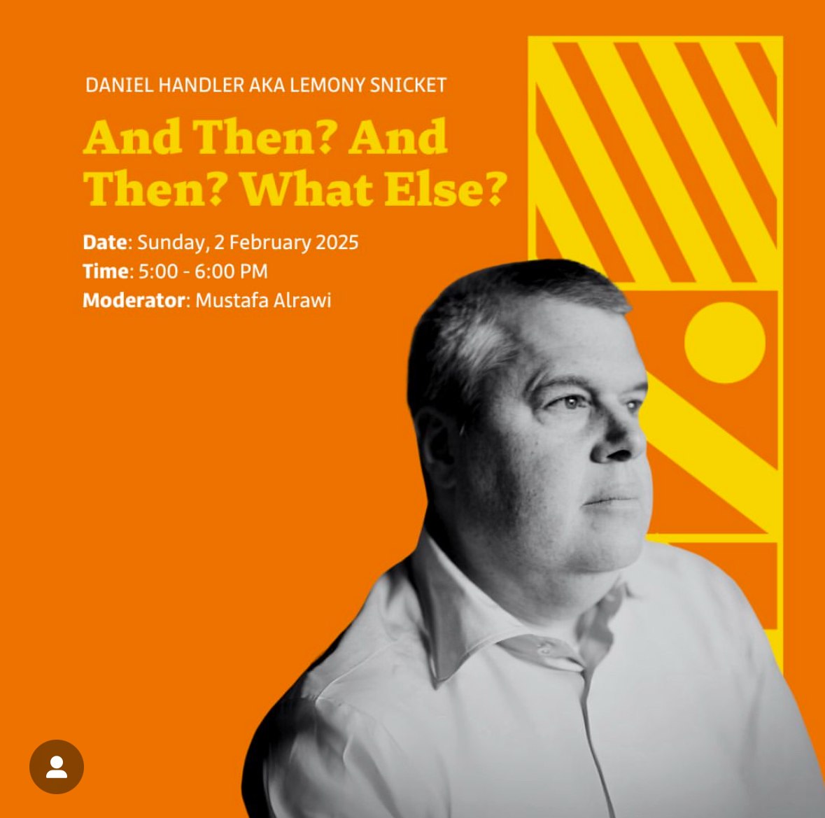 Daniel Handler (@danielhandler) on Twitter photo I'm honored to be discussing my latest memoir and book on writing AND THEN? AND THEN? WHAT ELSE? at this year's <a href="/EmiratesLitFest/">EmiratesLitFest</a>!
Get your tickets now and come say hello on Feb 2!
litfesttickets.emirateslitfest.com/addtocart/dani… I'm honored to be discussing my latest memoir and book on writing AND THEN? AND THEN? WHAT ELSE? at this year's <a href="/EmiratesLitFest/">EmiratesLitFest</a>!
Get your tickets now and come say hello on Feb 2!
litfesttickets.emirateslitfest.com/addtocart/dani…