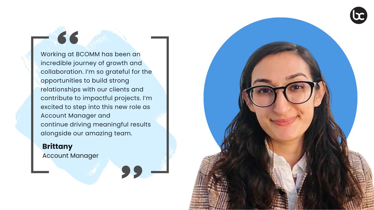 BonnerComm's tweet image. From PR Account Assistant to Account Manager, Brittany's journey at BCOMM is a testament to hard work, growth &amp;amp; excellence! Her dedication &amp;amp; client-focused approach drive success for our team &amp;amp; clients. Congrats, Brittany! 

#WeAreBCOMM